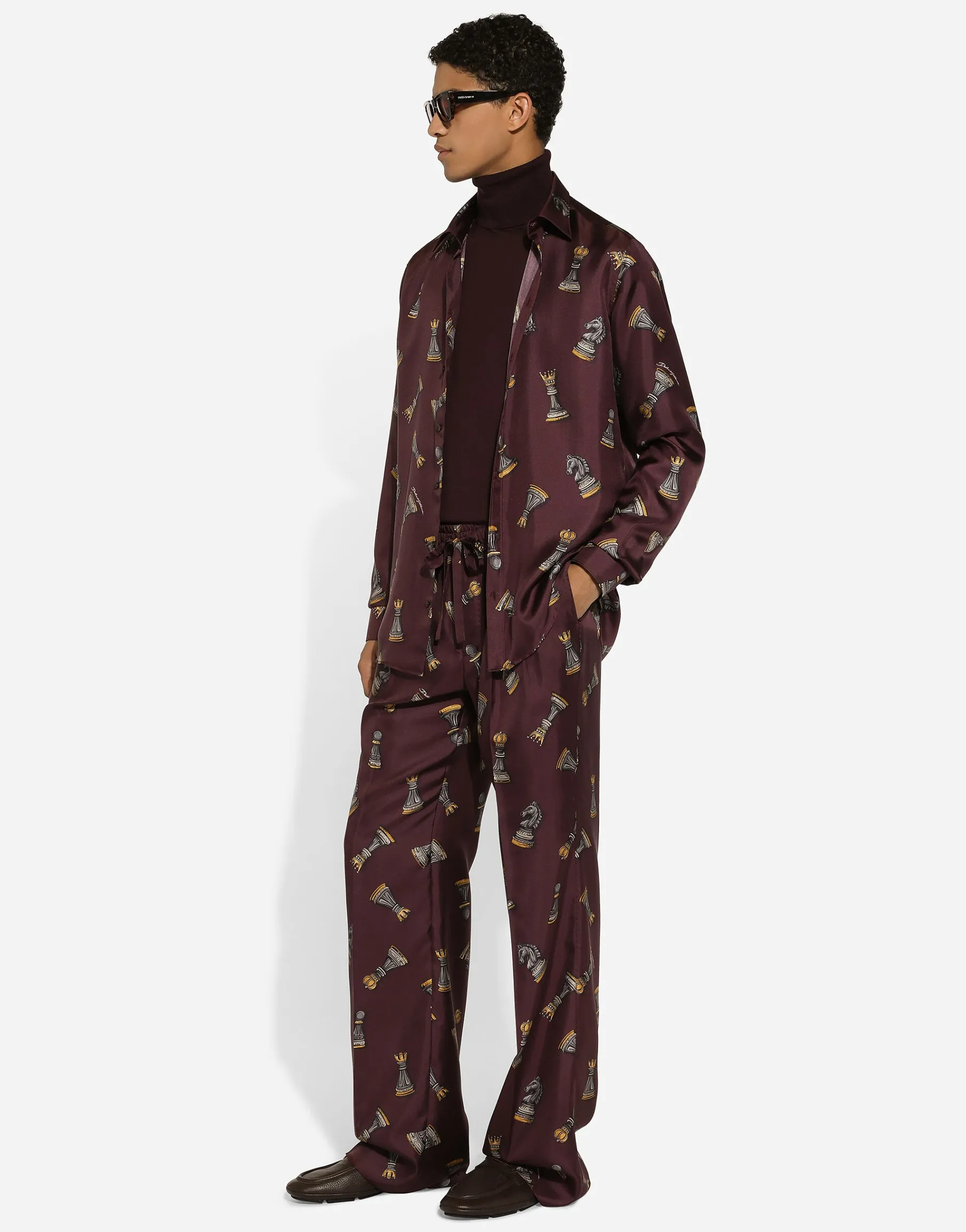 Printed silk Martini-fit shirt