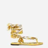 Printed silk twill thong sandals