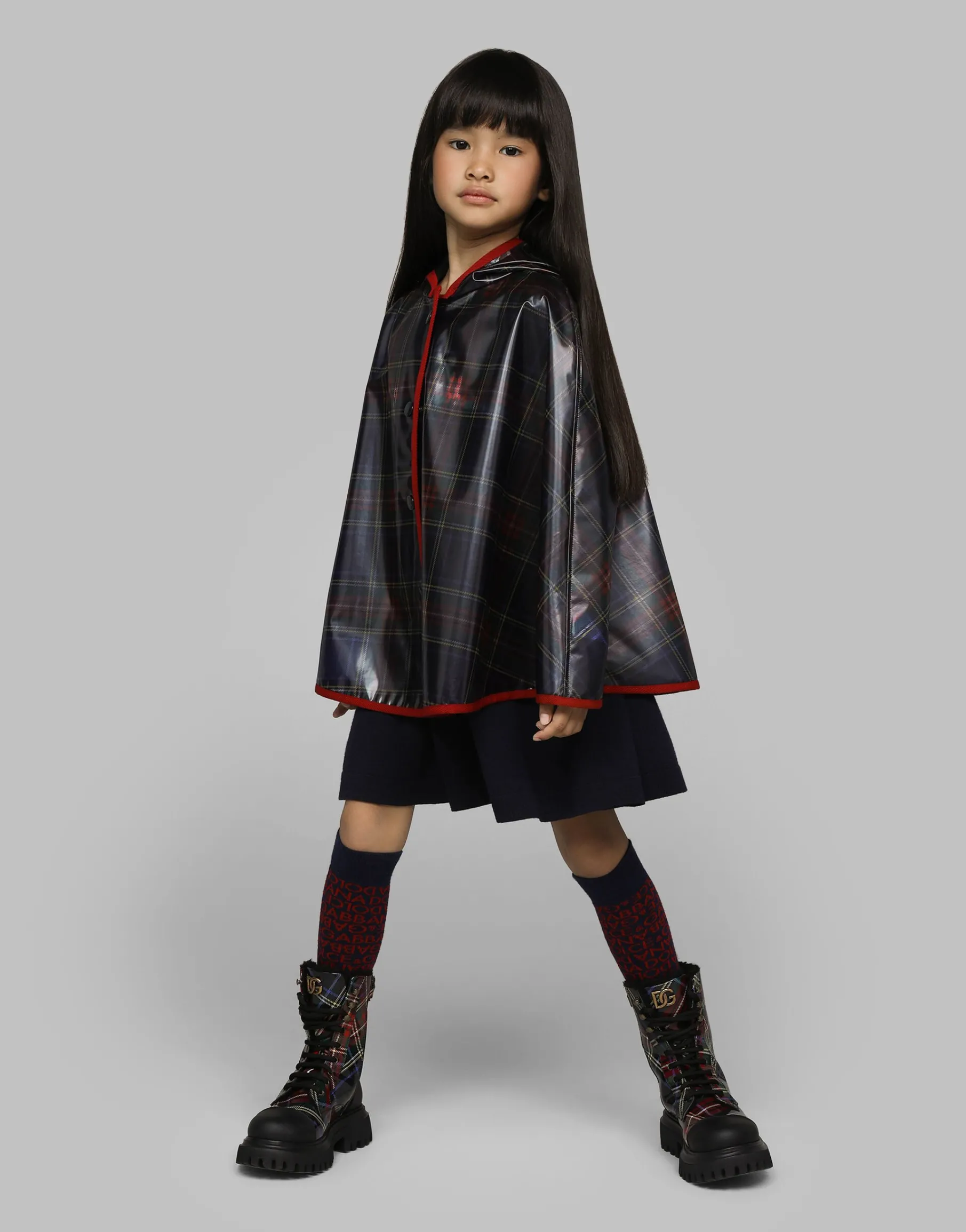 PVC cape with tartan print