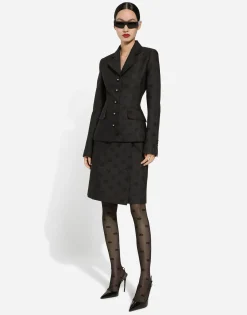 Quilted jacquard Dolce jacket with DG logo