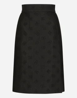 Quilted jacquard midi skirt with DG logo
