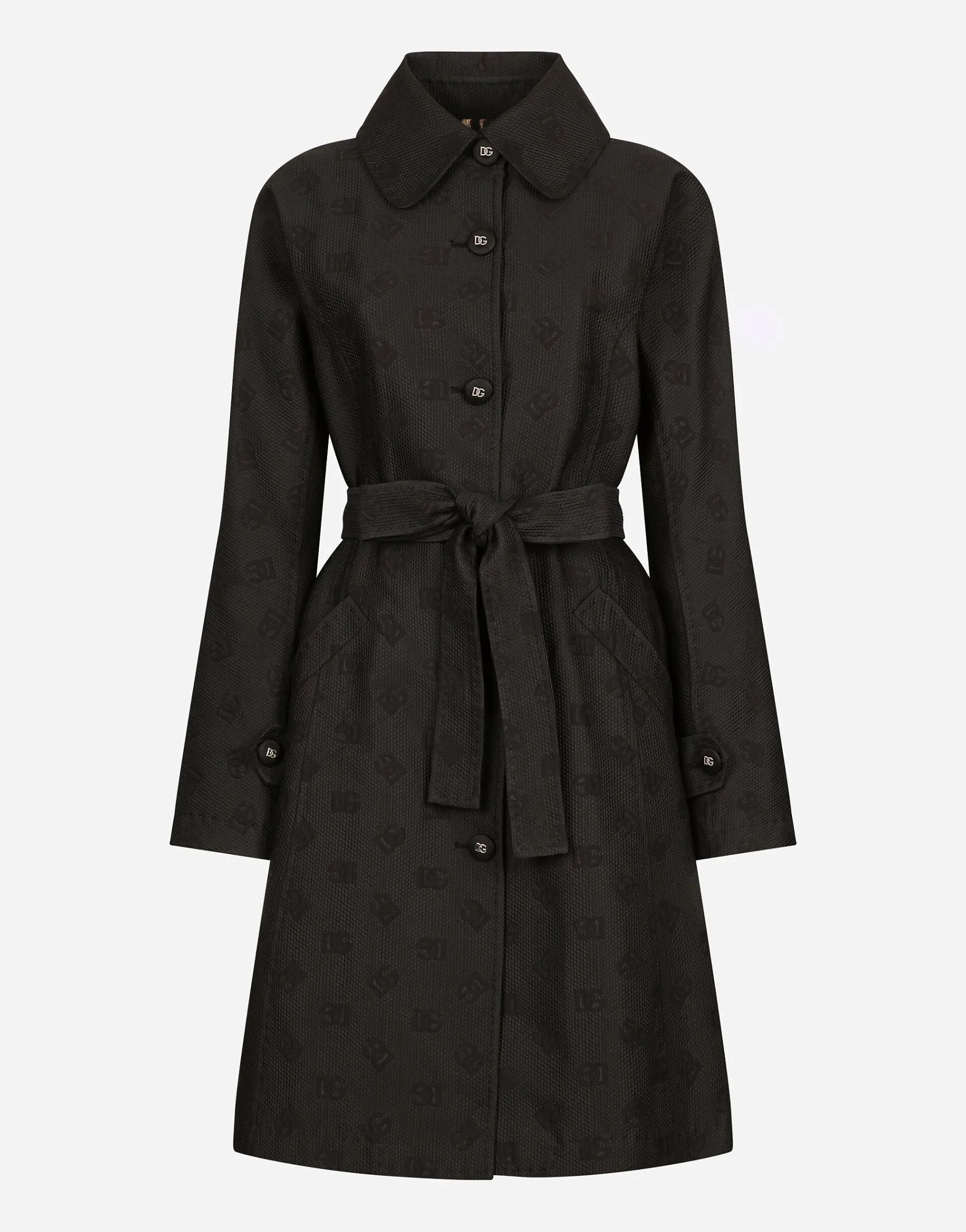 Quilted jacquard trench coat with DG logo