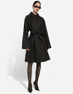Quilted jacquard trench coat with DG logo
