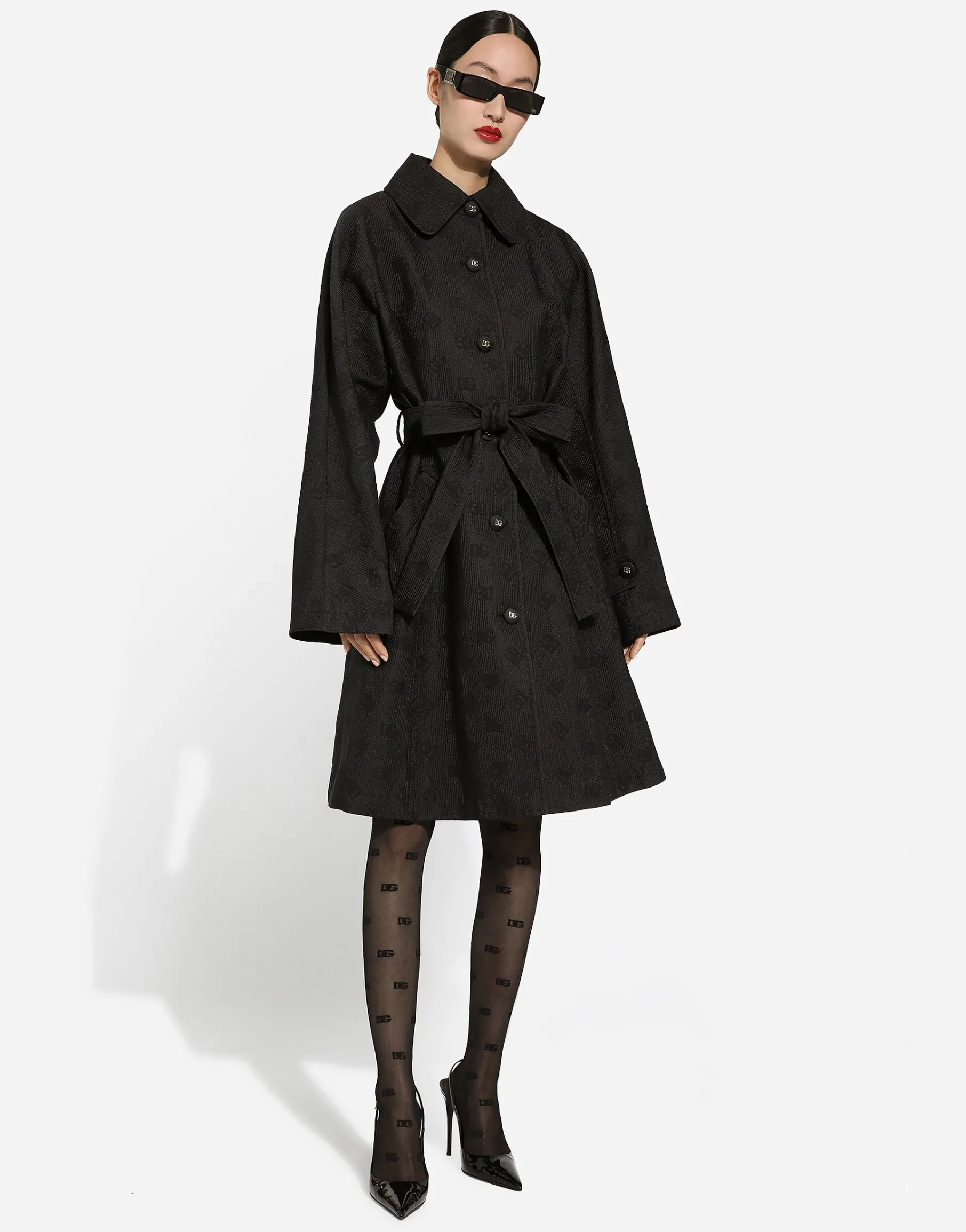Quilted jacquard trench coat with DG logo