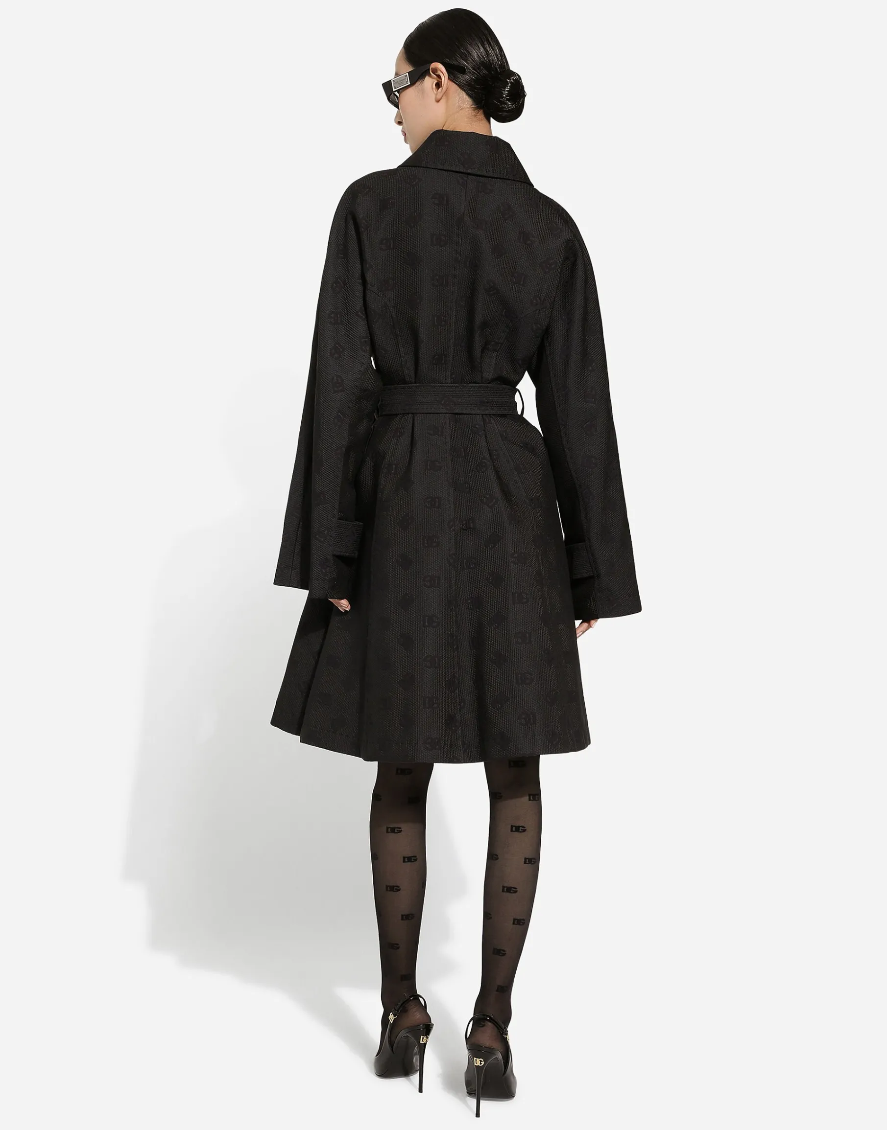 Quilted jacquard trench coat with DG logo