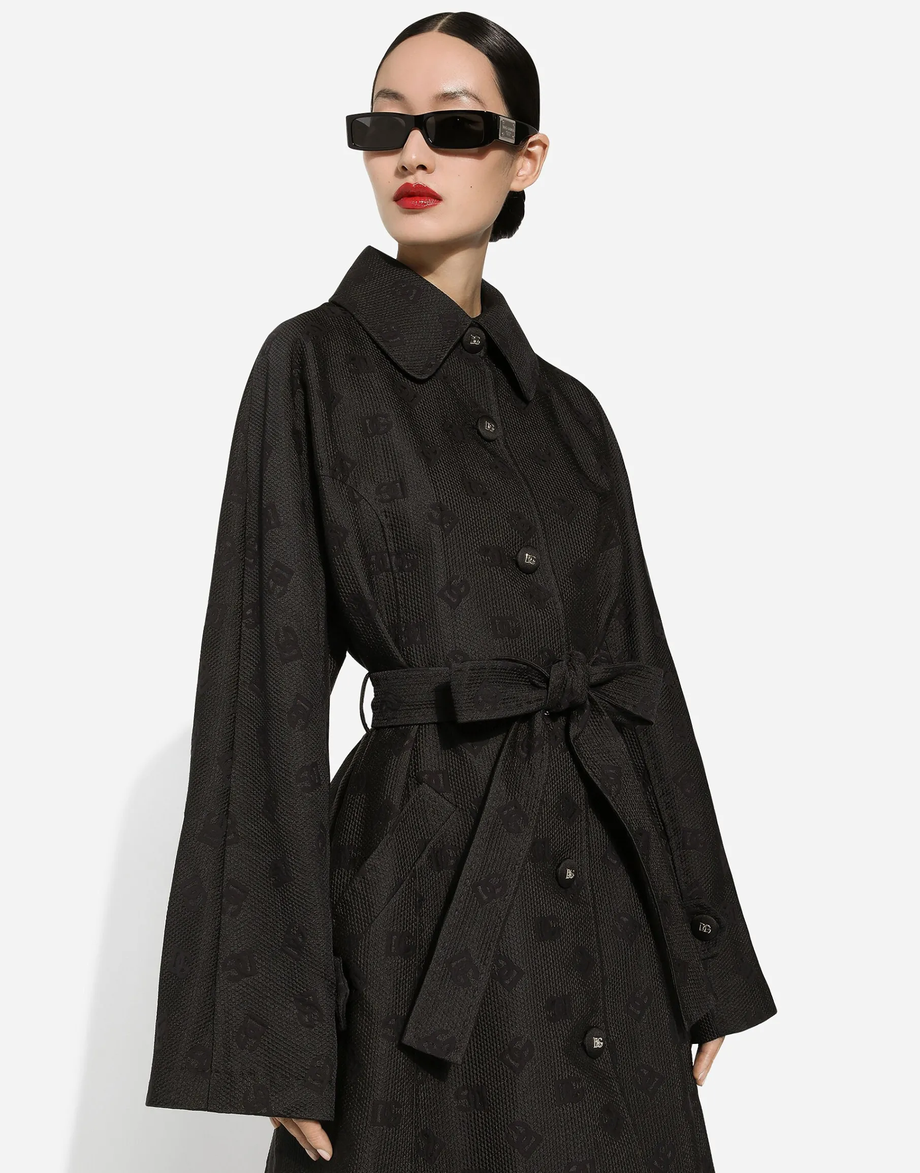 Quilted jacquard trench coat with DG logo