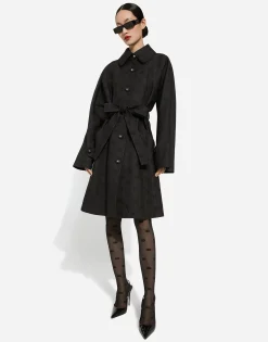 Quilted jacquard trench coat with DG logo