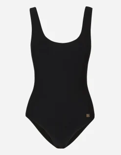 Racer-style one-piece swimsuit