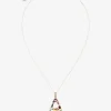 Rainbow alphabet A pendant in yellow gold with multicolor fine gems
