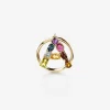 Rainbow alphabet A ring in yellow gold with multicolor fine gems