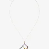 Rainbow alphabet B pendant in yellow gold with multicolor fine gems