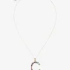 Rainbow alphabet C pendant in yellow gold with multicolor fine gems