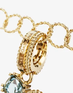 Rainbow alphabet D 18 kt yellow gold charm with multicolor fine gems