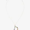 Rainbow alphabet D pendant in yellow gold with multicolor fine gems