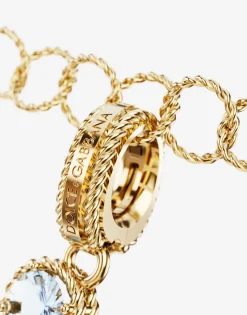 Rainbow alphabet E 18 kt yellow gold charm with multicolor fine gems