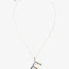 Rainbow alphabet E pendant in yellow gold with multicolor fine gems