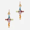 Rainbow alphabet earring in yellow gold with multicolor fine gems