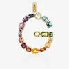 Rainbow alphabet G 18 kt yellow gold charm with multicolor fine gems