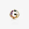 Rainbow alphabet G ring in yellow gold with multicolor fine gems