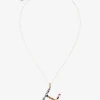 Rainbow alphabet H pendant in yellow gold with multicolor fine gems