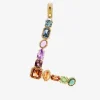 Rainbow alphabet L 18 kt yellow gold charm with multicolor fine gems