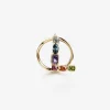 Rainbow alphabet L ring in yellow gold with multicolor fine gems