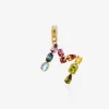 Rainbow alphabet M 18 kt yellow gold charm with multicolor fine gems
