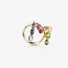 Rainbow alphabet M ring in yellow gold with multicolor fine gems