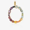Rainbow alphabet O 18 kt yellow gold charm with multicolor fine gems