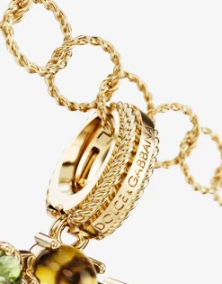 Rainbow alphabet O 18 kt yellow gold charm with multicolor fine gems