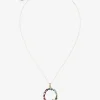 Rainbow alphabet Q pendant in yellow gold with multicolor fine gems