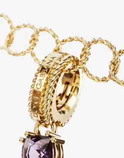 Rainbow alphabet R 18 kt yellow gold charm with multicolor fine gems