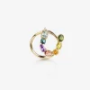 Rainbow alphabet U ring in yellow gold with multicolor fine gems