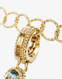 Rainbow alphabet W 18 kt yellow gold charm with multicolor fine gems