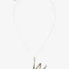 Rainbow alphabet W pendant in yellow gold with multicolor fine gems