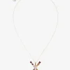 Rainbow alphabet X pendant in yellow gold with multicolor fine gems
