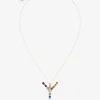 Rainbow alphabet Y pendant in yellow gold with multicolor fine gems