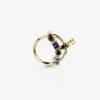 Rainbow alphabet Y ring in yellow gold with multicolor fine gems