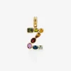 Rainbow alphabet Z 18 kt yellow gold charm with multicolor fine gems