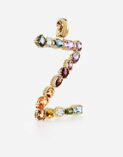 Rainbow alphabet Z 18 kt yellow gold charm with multicolor fine gems