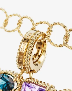 Rainbow alphabet Z 18 kt yellow gold charm with multicolor fine gems