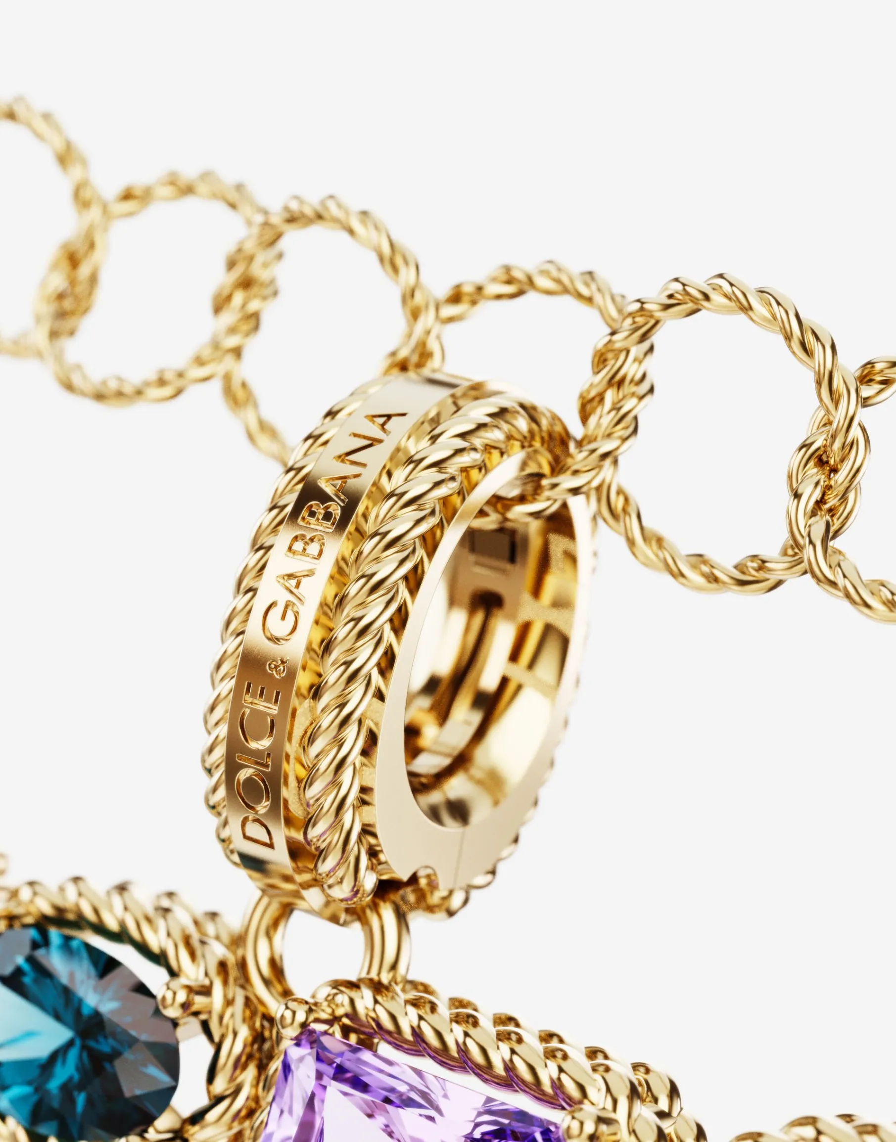 Rainbow alphabet Z 18 kt yellow gold charm with multicolor fine gems