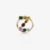 Rainbow alphabet Z ring in yellow gold with multicolor fine gems