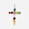 Rainbow charm in yellow gold 18kt with multicolor stones