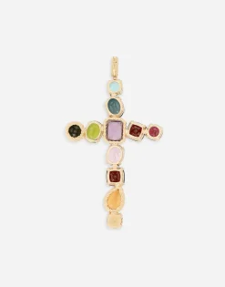 Rainbow charm in yellow gold 18kt with multicolor stones