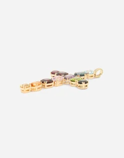 Rainbow charm in yellow gold 18kt with multicolor stones
