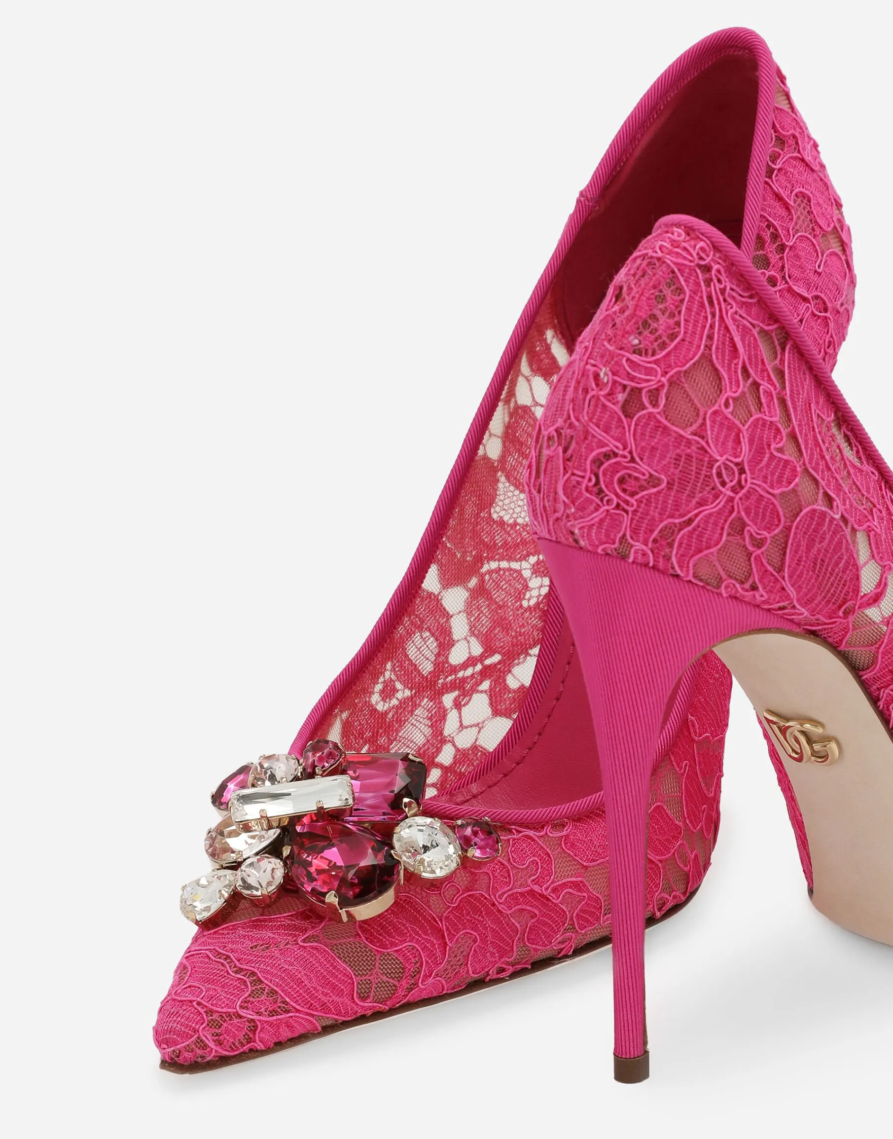 Rainbow lace pumps in lurex lace