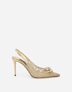 Rainbow lace slingbacks in lurex lace