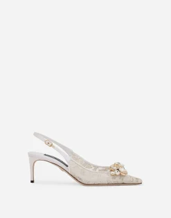 Rainbow lace slingbacks in lurex lace
