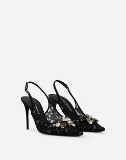Rainbow lace slingbacks in lurex lace